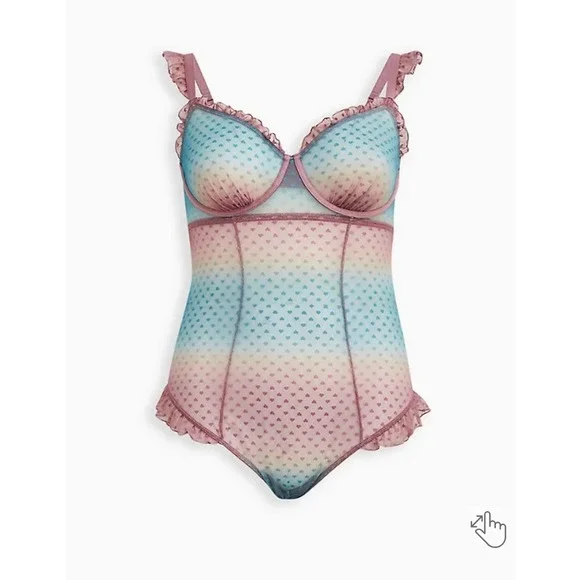 Torrid HEART MESH RUFFLE BODYSUIT Size 4X NWT - Picture 6 of 6
